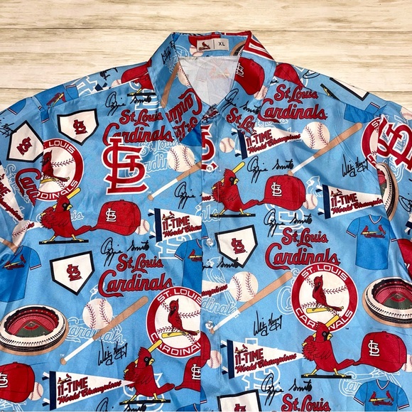 St Louis Cardinals SGA Stadium Hawaiian Floral Button Down Shirt SZ XL ⚾️🔥 - Picture 2 of 4